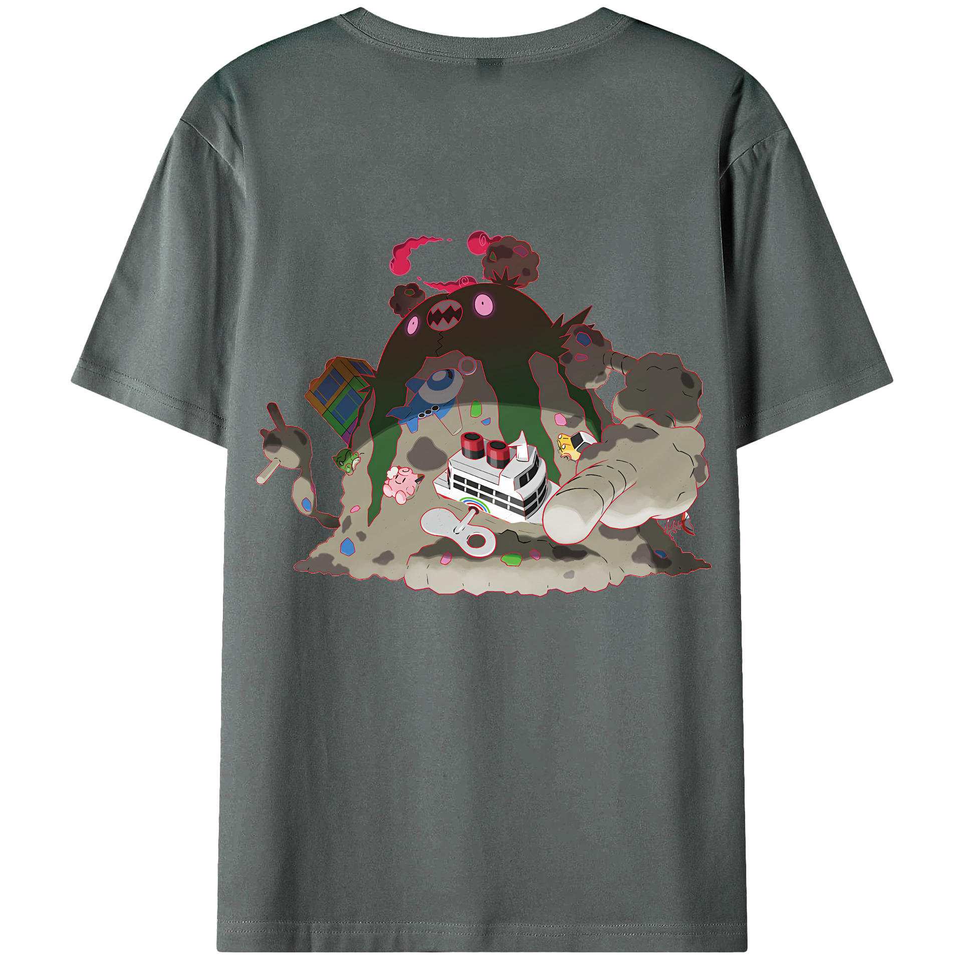 （画像用） ポケットモンスター Pokémon 綿100％ メンズ半袖Tシャツ（バックプリント） 通気性